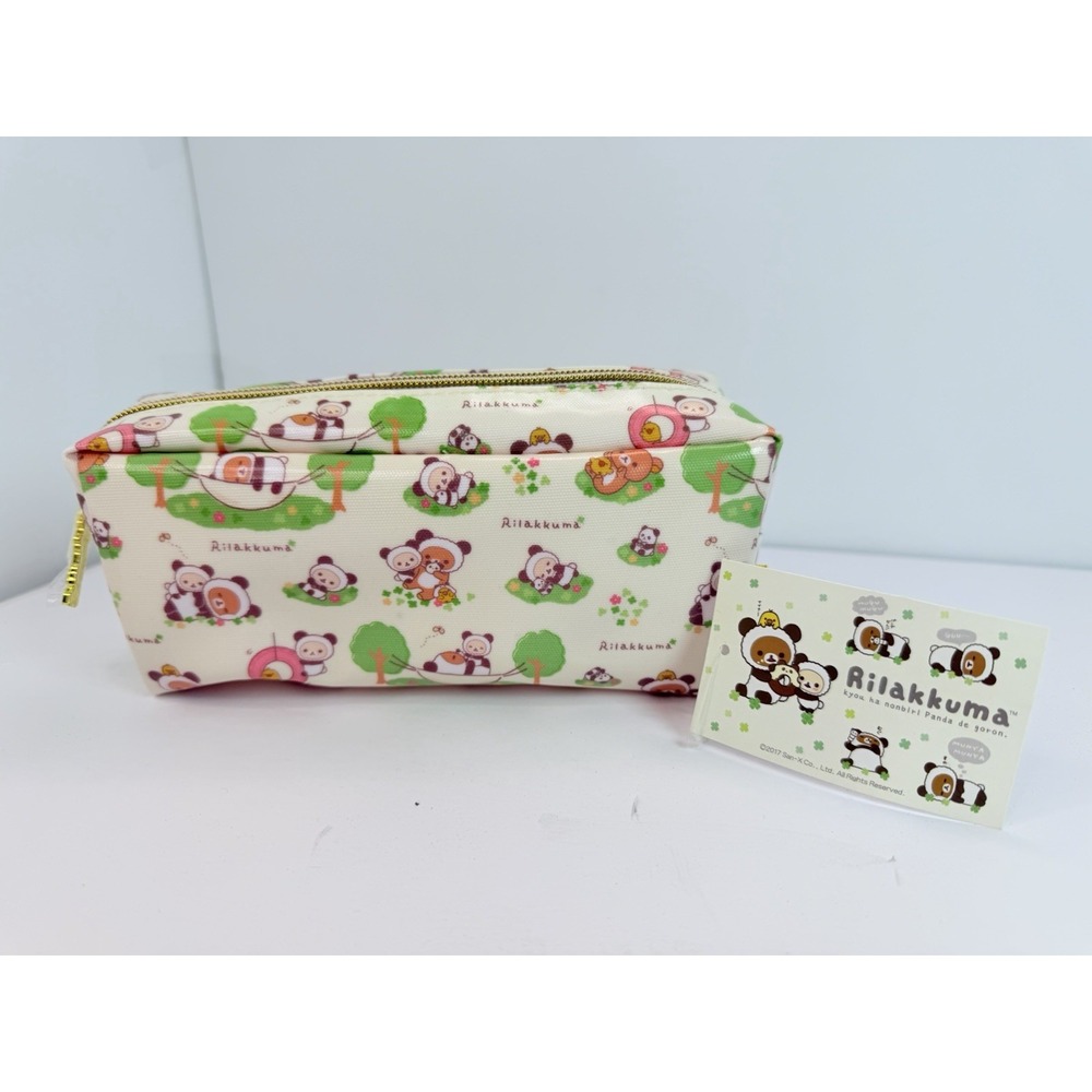 San-X Rilakkuma Panda Pouch Stationery Pencil Case with tags